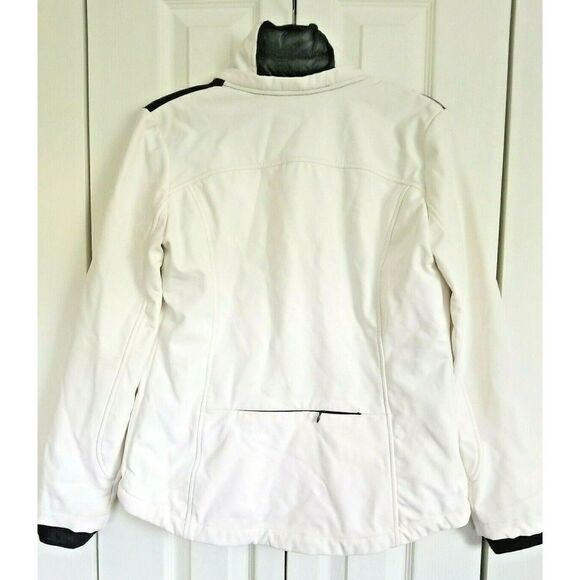 Halifax Traders Women's Small Puffer Coat Zip Up Eggshell/Black‎ Jacket Size S - Picture 2 of 10